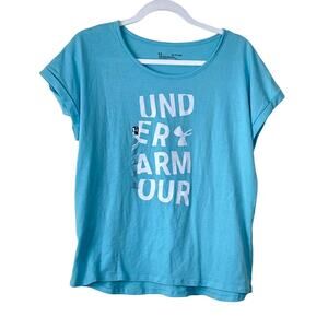 Under Armour Blue Heatgear Folded Short Sleeve Loose T-Shirt NWT Womens Size XS